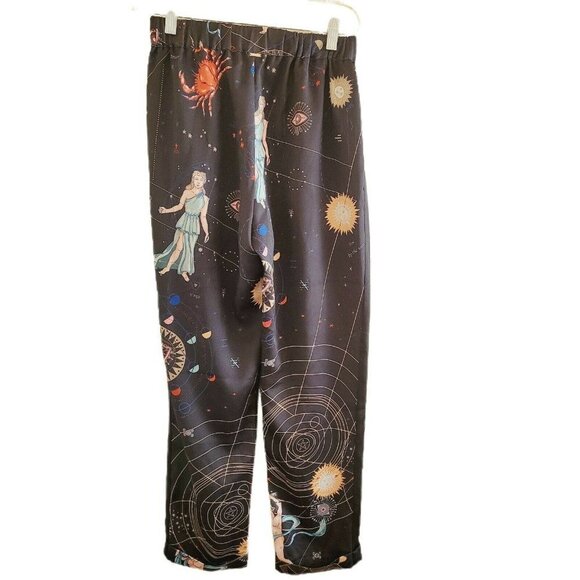 Silvian Heach Astrology Theme Elastic Waist Straight Leg Pants Size X-Small - Picture 3 of 11